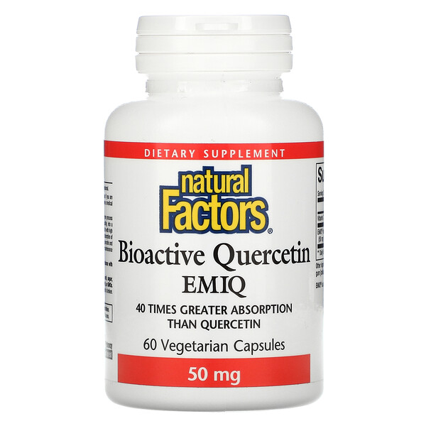 Биоактивный кверцетин EMIQ, 50 мг, 60 вегетарианских капсул Natural Factors