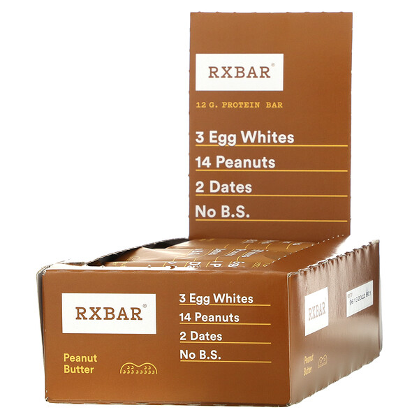 Протеиновый батончик, арахисовое масло, 12 батончиков, 1,83 унции (52 г) каждый RXBAR