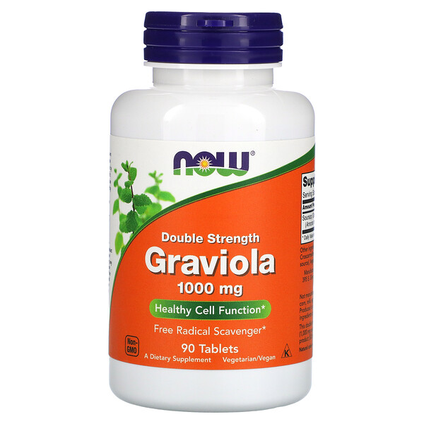 Гравиола, Двойная сила, 1000 мг, 90 таблеток NOW Foods