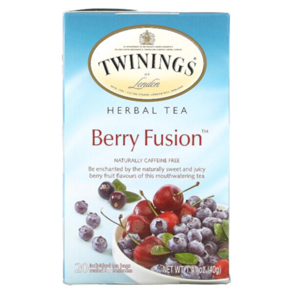 Herbal Tea, Berry Fusion, без кофеина, 20 чайных пакетиков, 1,41 унции (40 г) Twinings