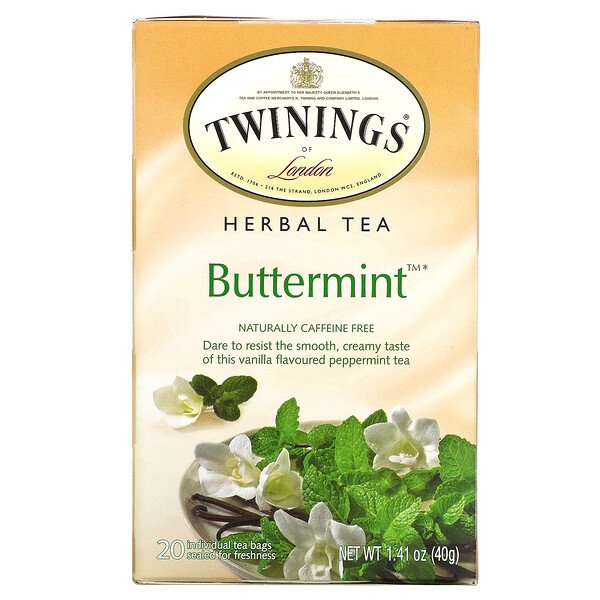 Herbal Tea, Butterminal, без кофеина, 20 отдельных чайных пакетиков, 1,41 унции (40 г) Twinings