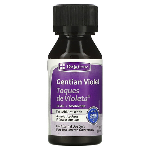 Gentian Violet, антисептик для оказания первой помощи, 1 жидкая унция (30 мл) De La Cruz