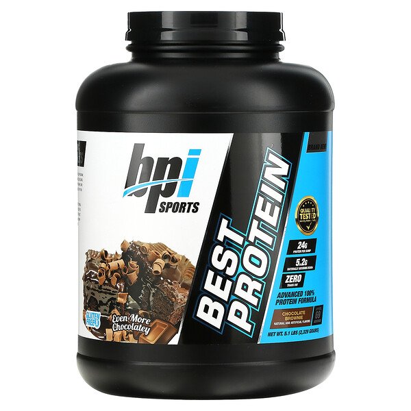 Best Protein, Усовершенствованная формула со 100% протеином, шоколадное пирожное, 5,1 фунта (2329 г) BPI