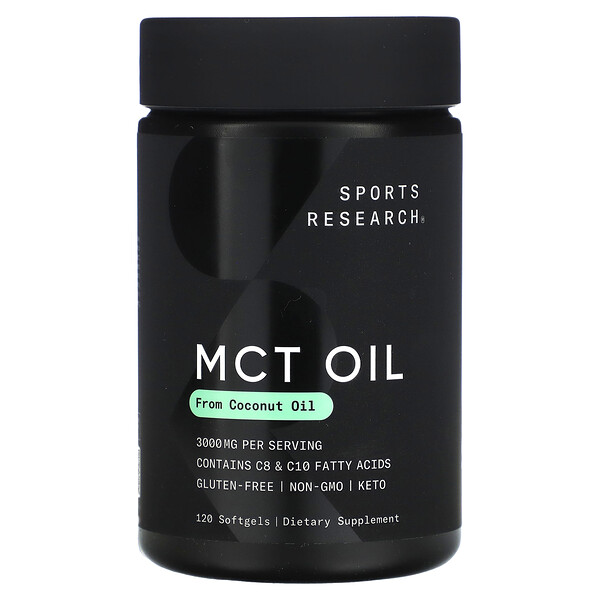 Масло MCT, 3000 мг, 120 мягких таблеток (1000 мг на мягкую таблетку) Sports Research