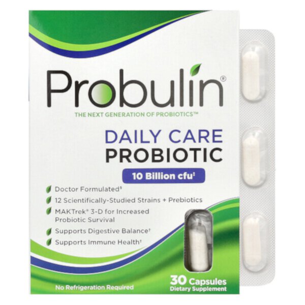Daily Care, Пробиотик, 10 миллиардов КОЕ, 30 капсул Probulin