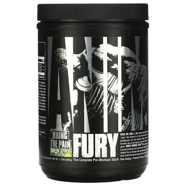 Animal Fury, Зеленое яблоко, 495,9 г Universal Nutrition