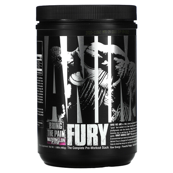 Animal Fury, Полноценный предтренировочный набор, арбуз, 1,08 фунта (492 г) Universal Nutrition