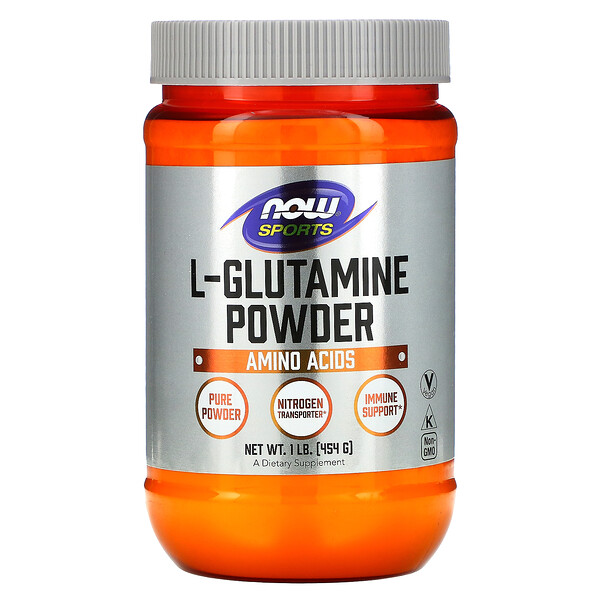 Sports, Порошок L-глютамина, 1 фунт (454 г) NOW Foods