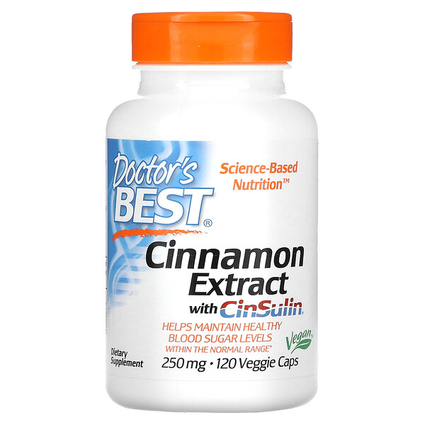 Cinnamon Extract with CinSulin, 250 mg, 120 Veggie Caps (Вегетарианские капсулы) Doctor's Best