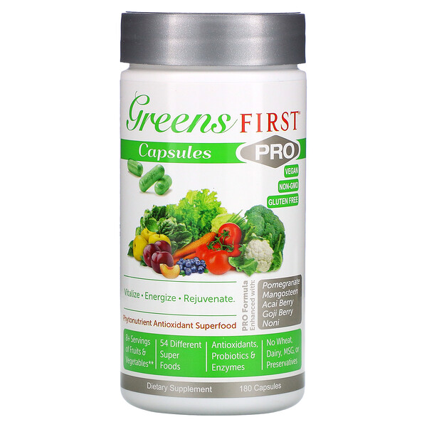 PRO Phytonutrient Antioxidant Superfood, 180 Capsules (Капсулы) Greens First