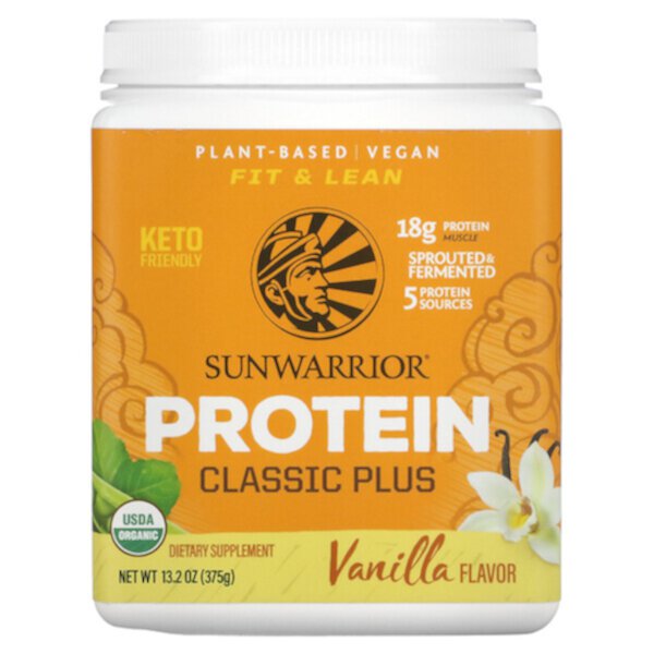 Protein Classic Plus, на растительной основе, ваниль, 13,2 унции (375 г) Sunwarrior
