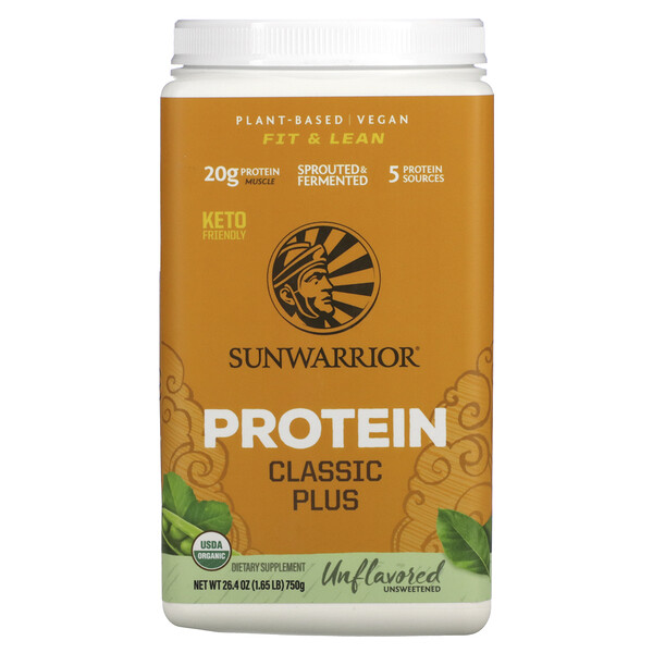Classic Plus Protein, без вкуса, 1,65 фунта (750 г) Sunwarrior