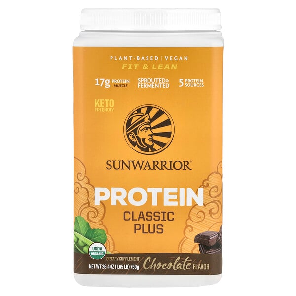 Protein, Classic Plus, Chocolate, 1.65 lb (Фунты) (750 g) Sunwarrior