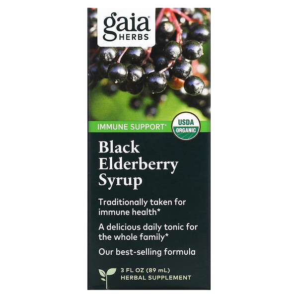 Сироп из черной бузины, 3 жидких унции (89 мл) Gaia Herbs