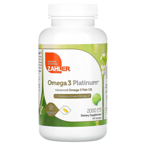 Omega 3 Platinum, Рыбий жир с улучшенными омега-3, 2000 мг, 90 мягких таблеток (1000 мг на мягкую таблетку) Zahler