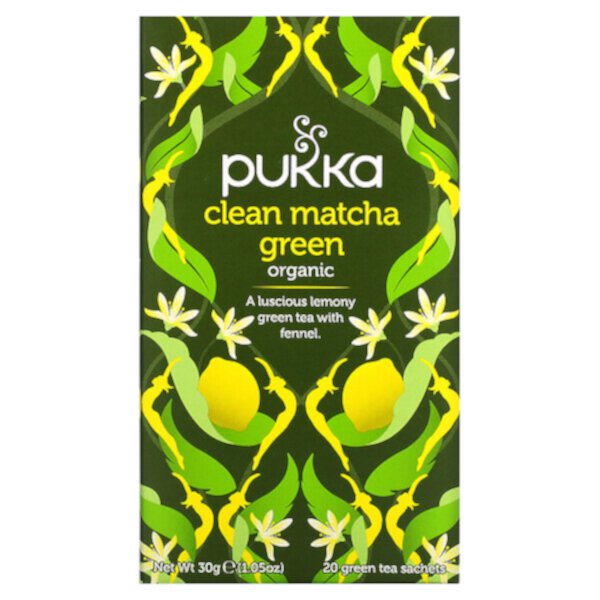 Organic Clean Matcha Green, 20 пакетиков по 0,05 унции (1,5 г) каждый Pukka Herbs