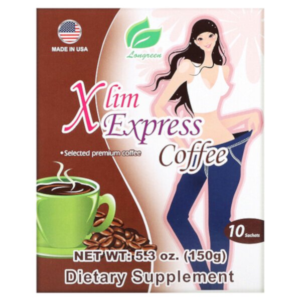 Xlim Express Coffee, 10 пакетиков, 5,3 унции (150 г) Longreen
