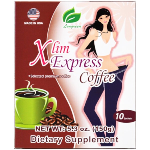 Xlim Express Coffee, 10 пакетиков, 5,3 унции (150 г) Longreen
