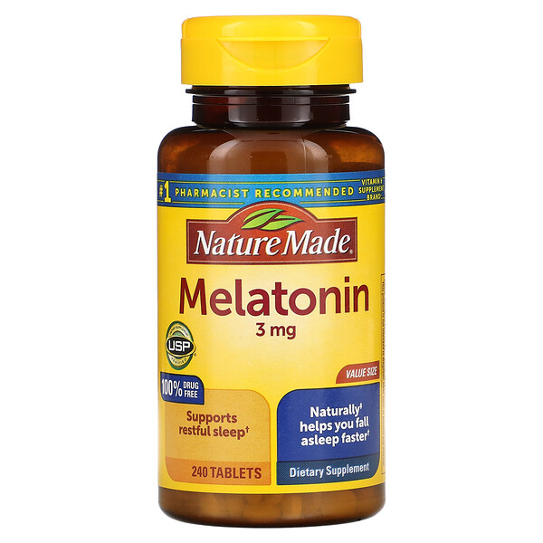 Мелатонин - 3 мг - 240 таблеток - Nature Made Nature Made