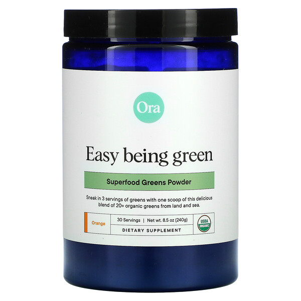 Easy Being Green, Порошок зелени из суперпродуктов, апельсин, 8,5 (240 г) ORA
