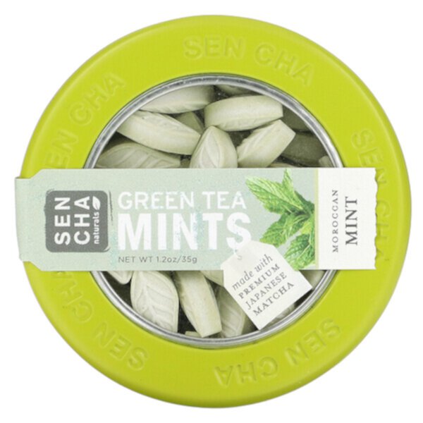 Green Tea Mints, Марокканская мята, 1,2 унции (35 г) Sencha Naturals