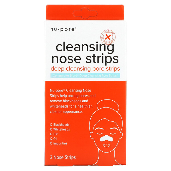 Очищающие полоски для носа, 3 полоски для носа Nu-Pore
