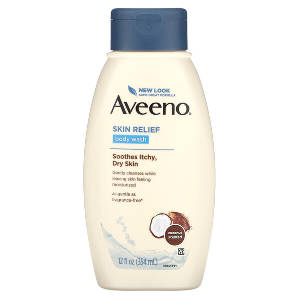 Skin Relief, Гель для душа с нежным ароматом, питательный кокос, 12 жидких унций (354 мл) Aveeno
