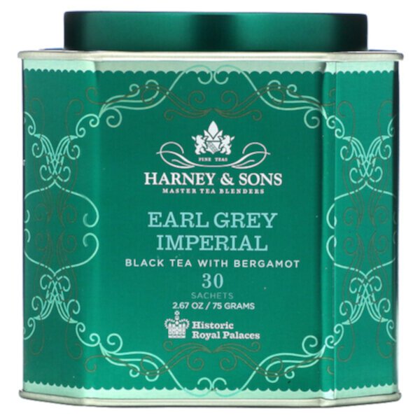 Earl Grey Imperial, Черный чай с бергамотом, 30 пакетиков, 2,67 унции (75 г) Harney & Sons