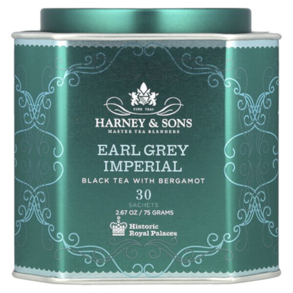 Earl Grey Imperial, Черный чай с бергамотом, 30 пакетиков, 2,67 унции (75 г) Harney & Sons