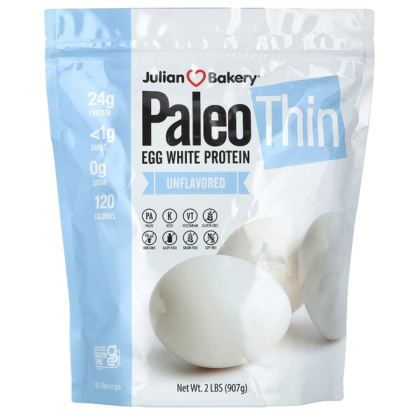 Paleo Thin, Белок из Яичного Белка, Без Вкуса, 907 г - Julian Bakery Julian Bakery