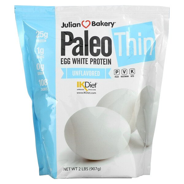 Paleo Thin, Белок яичного белка, без вкуса, 2 фунта (907 г) Julian Bakery