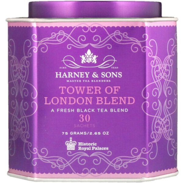 Tower of London Blend, смесь свежего черного чая, 30 пакетиков, 2,67 унции (75 г) Harney & Sons