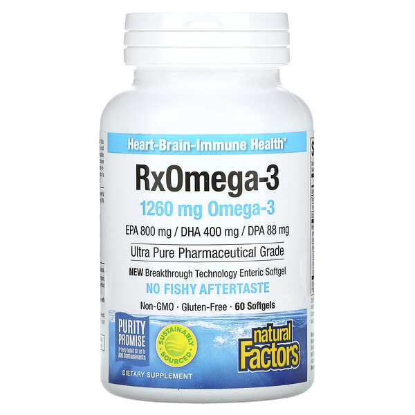 RxOmega-3 - 1260 мг - 60 мягких капсул - Natural Factors Natural Factors