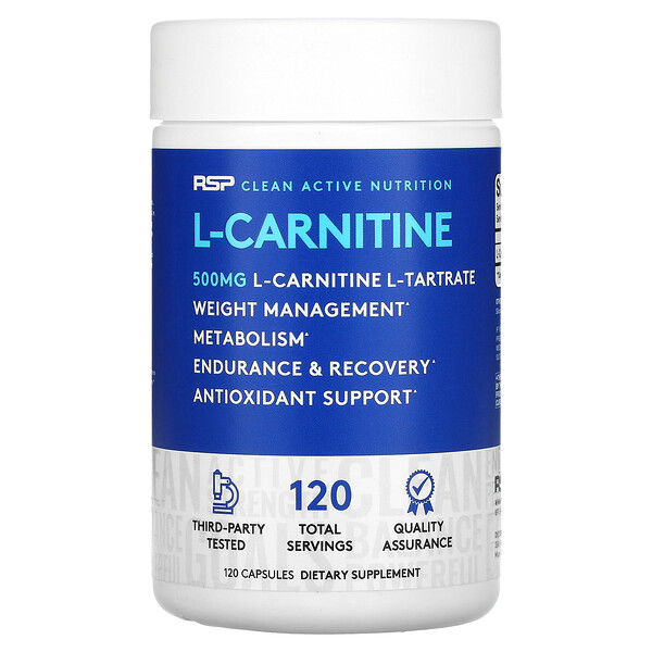 L-карнитин, для контроля веса, 500 мг, 120 капсул RSP Nutrition