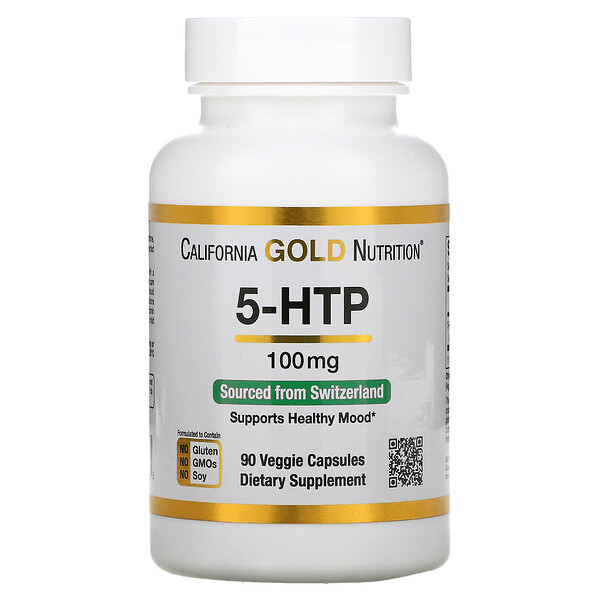 5-HTP, поддержка настроения - 100 мг - 90 вегетарианских капсул - California Gold Nutrition California Gold Nutrition