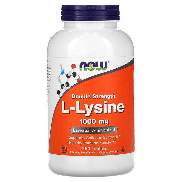 L-лизин, 1000 мг, 250 таблеток NOW Foods