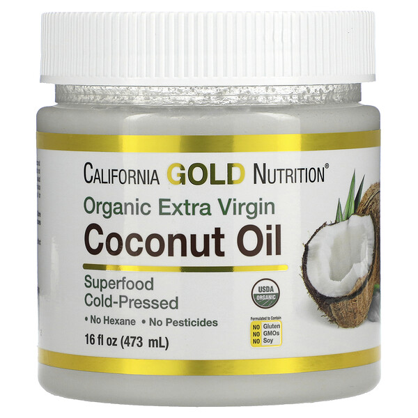 SUPERFOODS - Органическое кокосовое масло первого отжима холодного отжима, 16 жидких унций (473 мл) California Gold Nutrition
