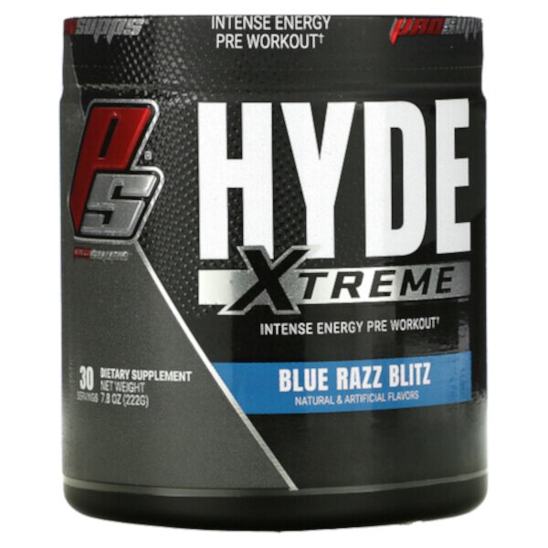 Hyde, Xtreme, интенсивная энергия перед тренировкой, Blue Razz Blitz, 7,8 унции (222 г) ProSupps