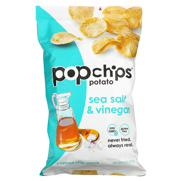 Картофельные чипсы, морская соль и уксус, 5 унций (142 г) Popchips