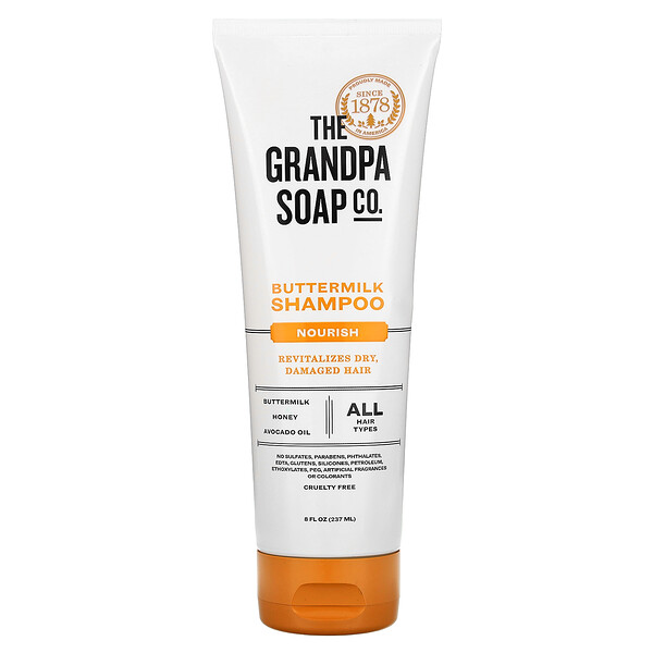 Шампунь с пахтой, питательный, для всех типов волос, 8 жидких унций (237 мл) The Grandpa Soap Co
