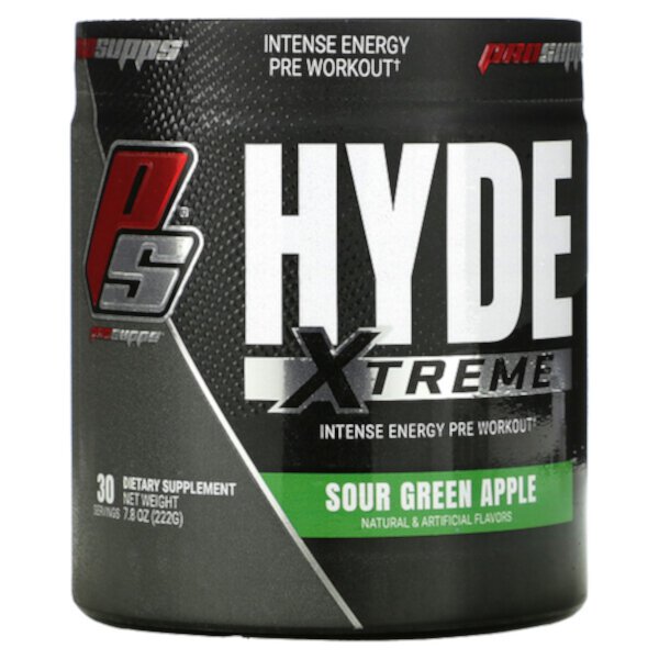 Hyde, Xtreme, интенсивная энергия перед тренировкой, кислое зеленое яблоко, 7,8 унции (222 г) ProSupps