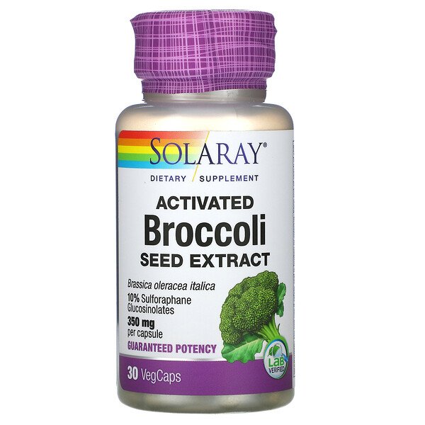 Активированный экстракт семян брокколи, 350 мг, 30 растительных капсул Solaray