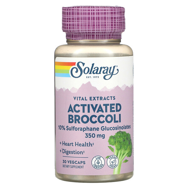 Активированный экстракт семян брокколи, 350 мг, 30 растительных капсул Solaray
