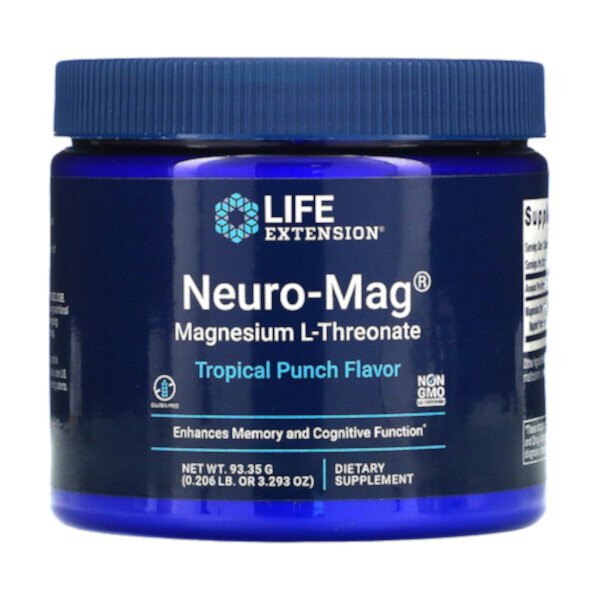 Neuro-Mag, L-треонат магния, тропический пунш, 3,293 унции (93,35 г) Life Extension