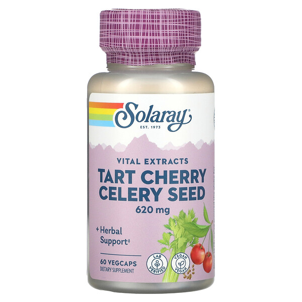 Вишня и Сельдерей, 620 мг, 60 растительных капсул - Solaray Solaray