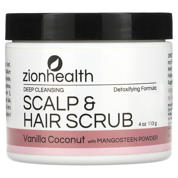 Скраб для глубокого очищения кожи головы и волос, Ванильный кокос, 4 унции (113 г) Zion Health