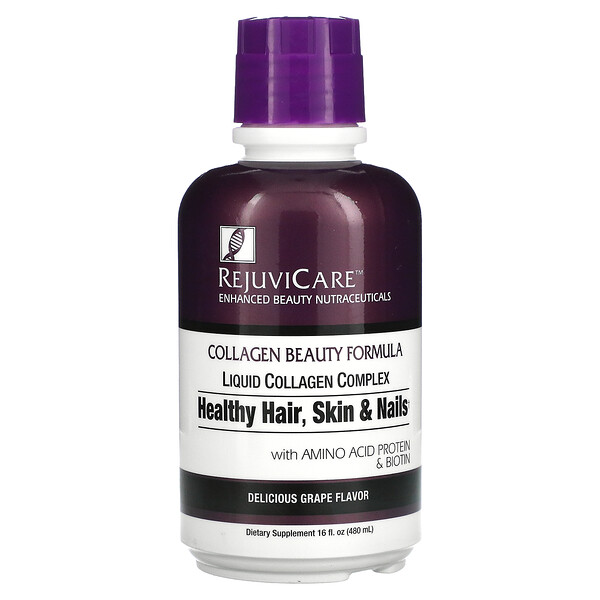 Collagen Beauty Formula, Комплекс жидкого коллагена, здоровые волосы, кожа и ногти, виноград, 16 жидких унций (480 мл) Rejuvicare