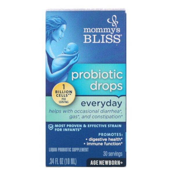 Капли с пробиотиками, Everyday, Newborn+, 0,34 ж. унц. (10 мл) Mommy's Bliss