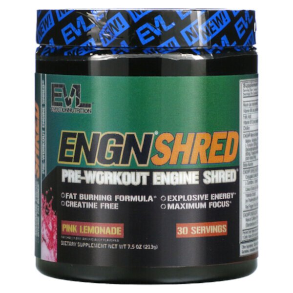 ENGN Shred, Pre-Workout Shred Engine, розовый лимонад, 7,5 унций (213 г) EVLution Nutrition