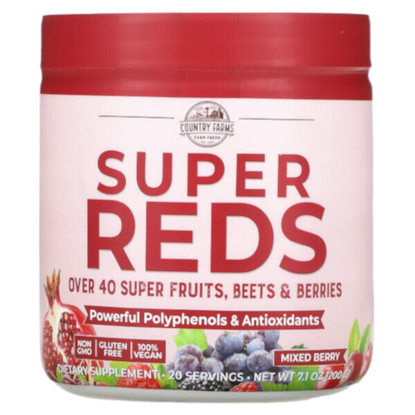 Super Reds, Ягодный микс, 7,1 унции (200 г) Country Farms